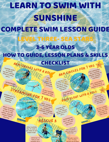 Equip your little swimmer with essential skills and confidence with our “Learn to Swim with Sunshine” How-to Guide for Level Three: Sea Stars.