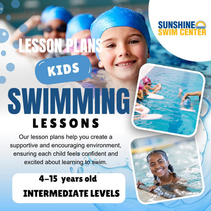 Empower your young swimmers to reach the next level with our “Learn to Swim with Sunshine” Intermediate Lesson Plans! Designed for children ages 4 and up, these comprehensive lesson plans cover essential skills in our intermediate levels